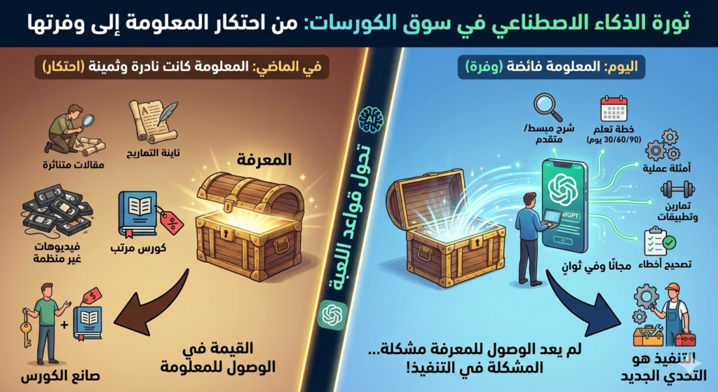 لماذا لم يعد بيع الكورسات بالطريقة التقليدية يعمل في 2026؟ دور الذكاء الاصطناعي 