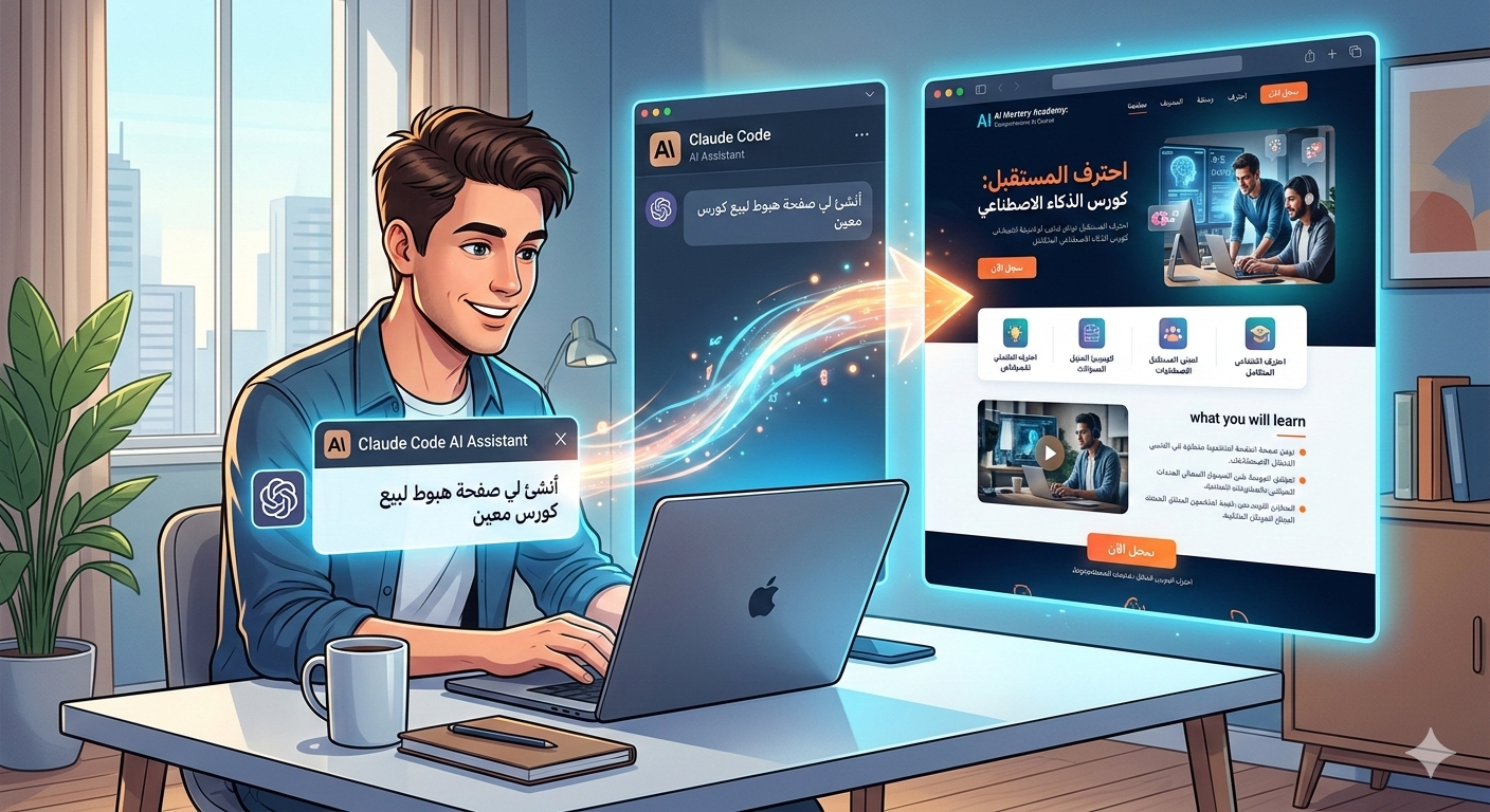 كيف تستخدم الذكاء الاصطناعي لبناء صفحة هبوط احترافية في دقائق (دليل عملي باستخدام Claude Code)