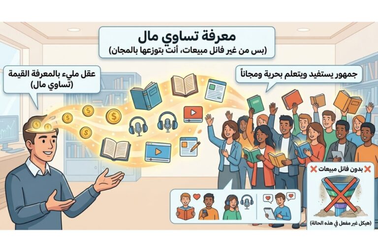 عندك معرفة تساوي فلوس بس من غير فانل مبيعات، أنت بتوزعها بالمجان