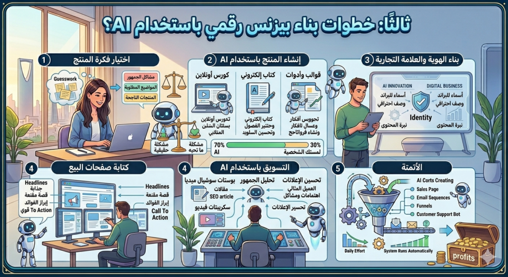 ثالثًا: خطوات بناء بيزنس رقمي باستخدام AI