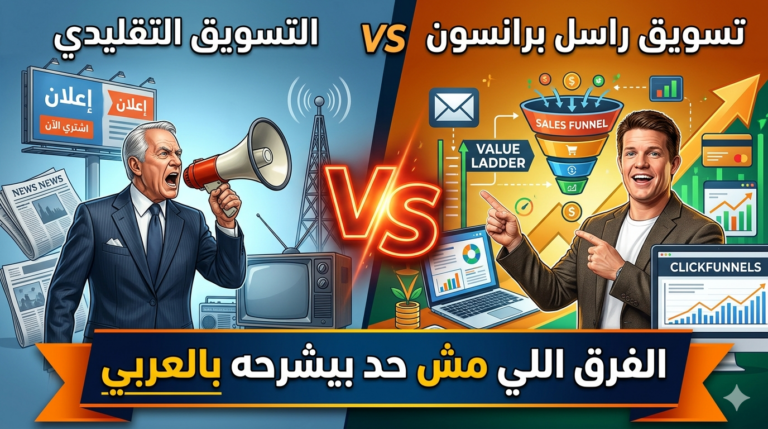 التسويق التقليدي vs تسويق راسل برانسون: الفرق اللي مش حد بيشرحه بالعربي