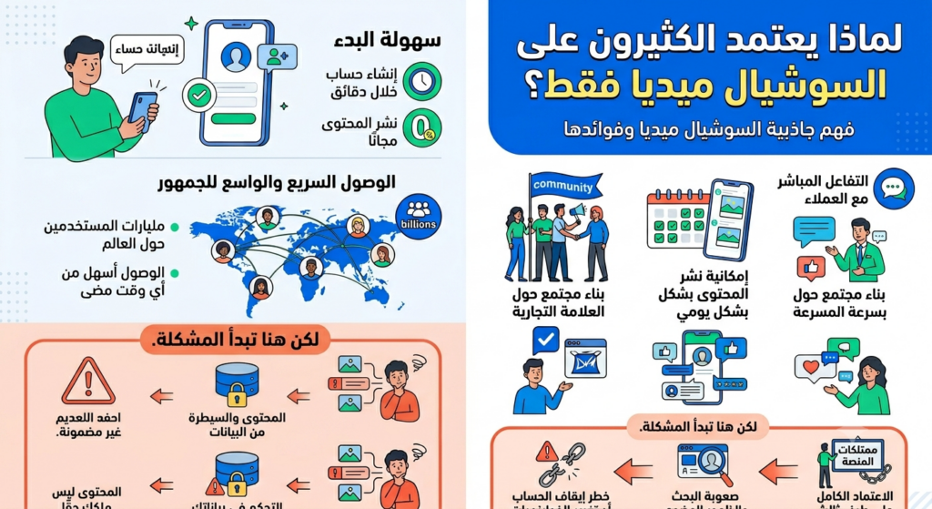 هل تحتاج موقع الكتروني في 2026 أم يكفيك السوشيال ميديا؟