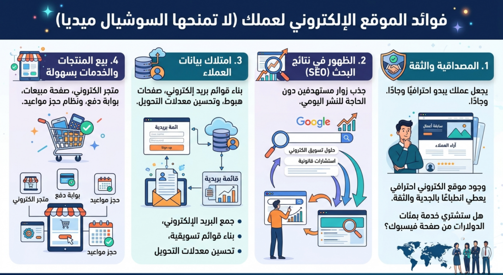ما الذي يمنحه لك موقع الكتروني لا تستطيع السوشيال ميديا تقديمه؟