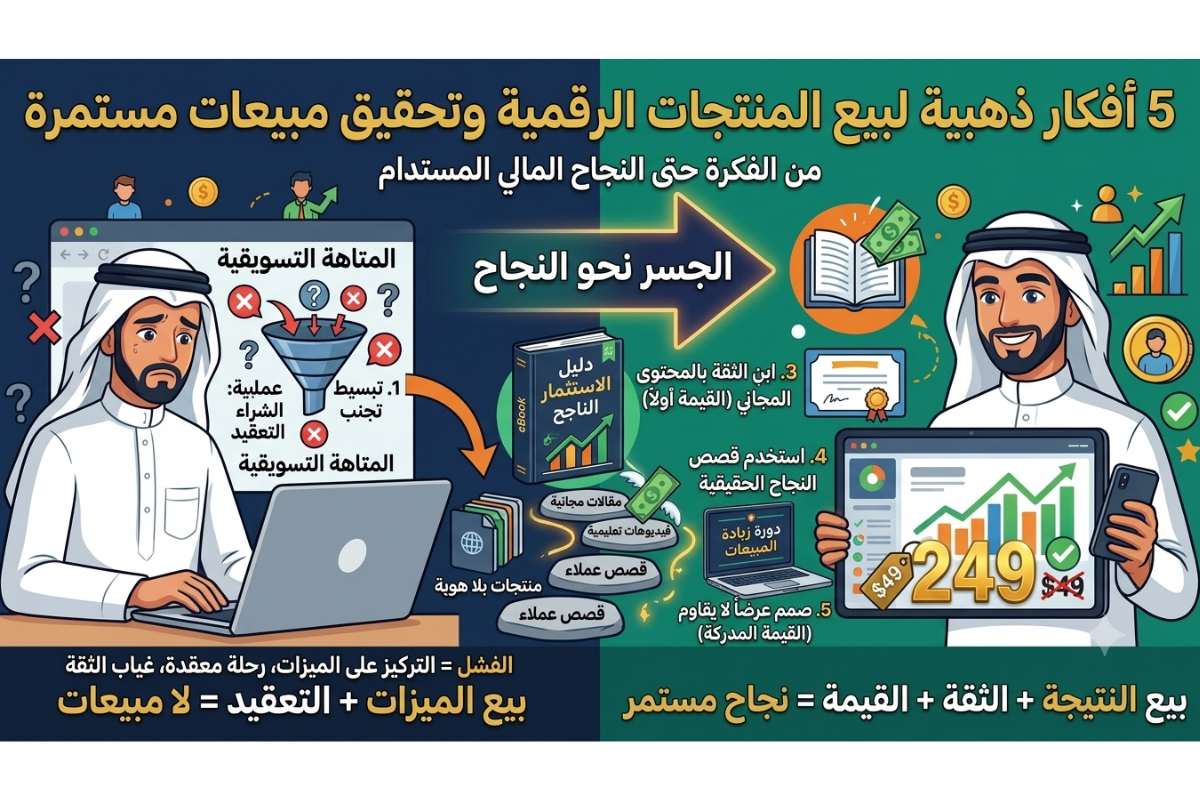 5 أفكار مهمة عشان تبيع المنتجات الرقمية وتحقق مبيعات مستمرة