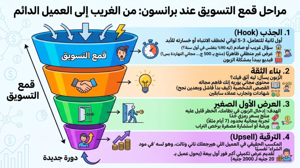 مراحل القمع التسويقي عند برانسون